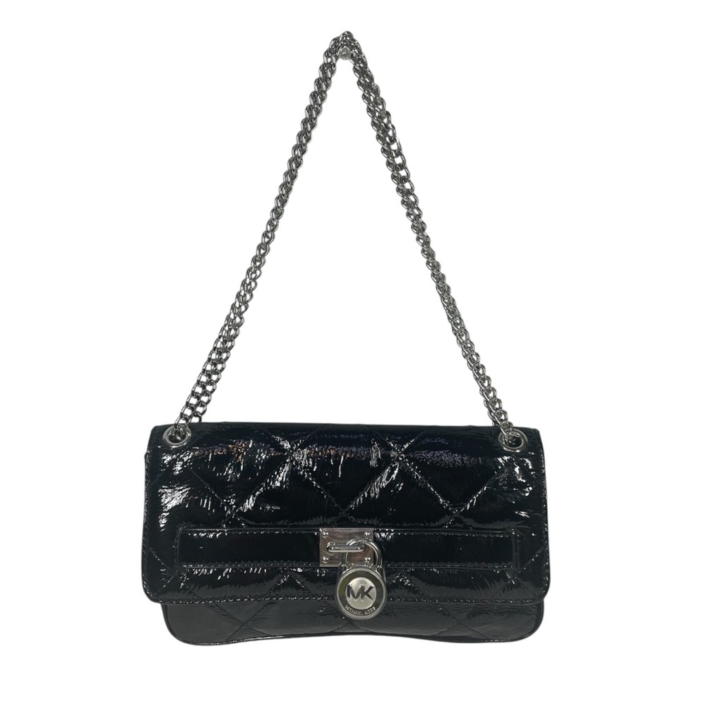 Michael Kors Hamilton Quilted Patent Leather Shoulder Bag Purse Handbag Chain